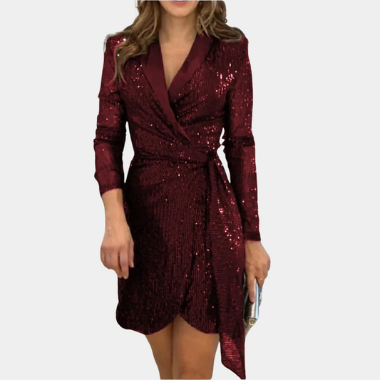 Leonie | Women's Sequin Wrap Dress | Mini