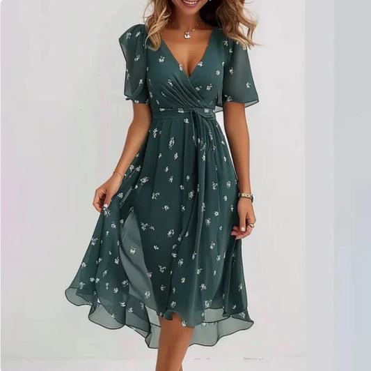 Evie | Women's Floral Wrap Summer Dress | Midi